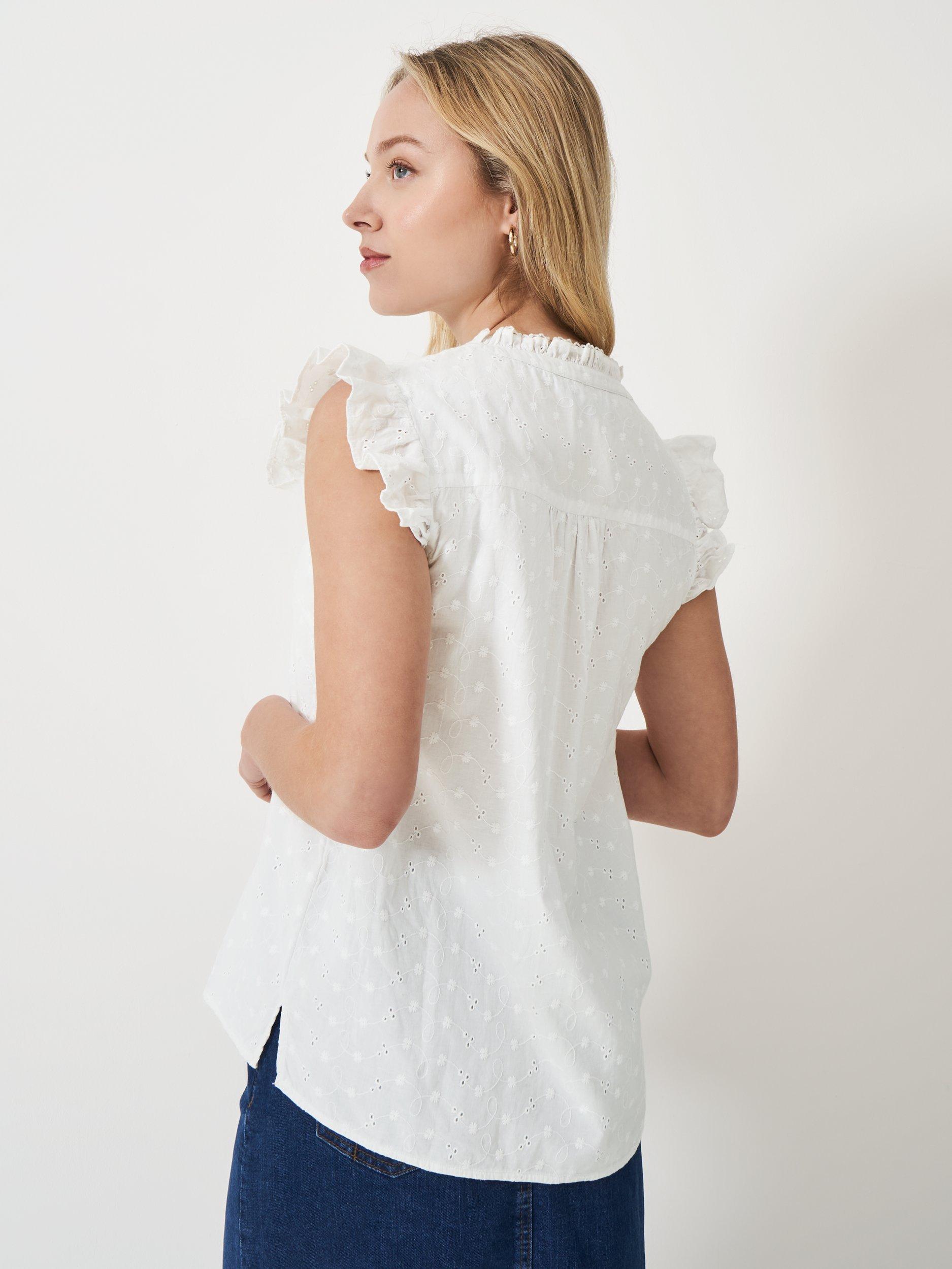 Product image 3 of 5, which shows Crew Clothing Jade Broderie Blouse, White, 10