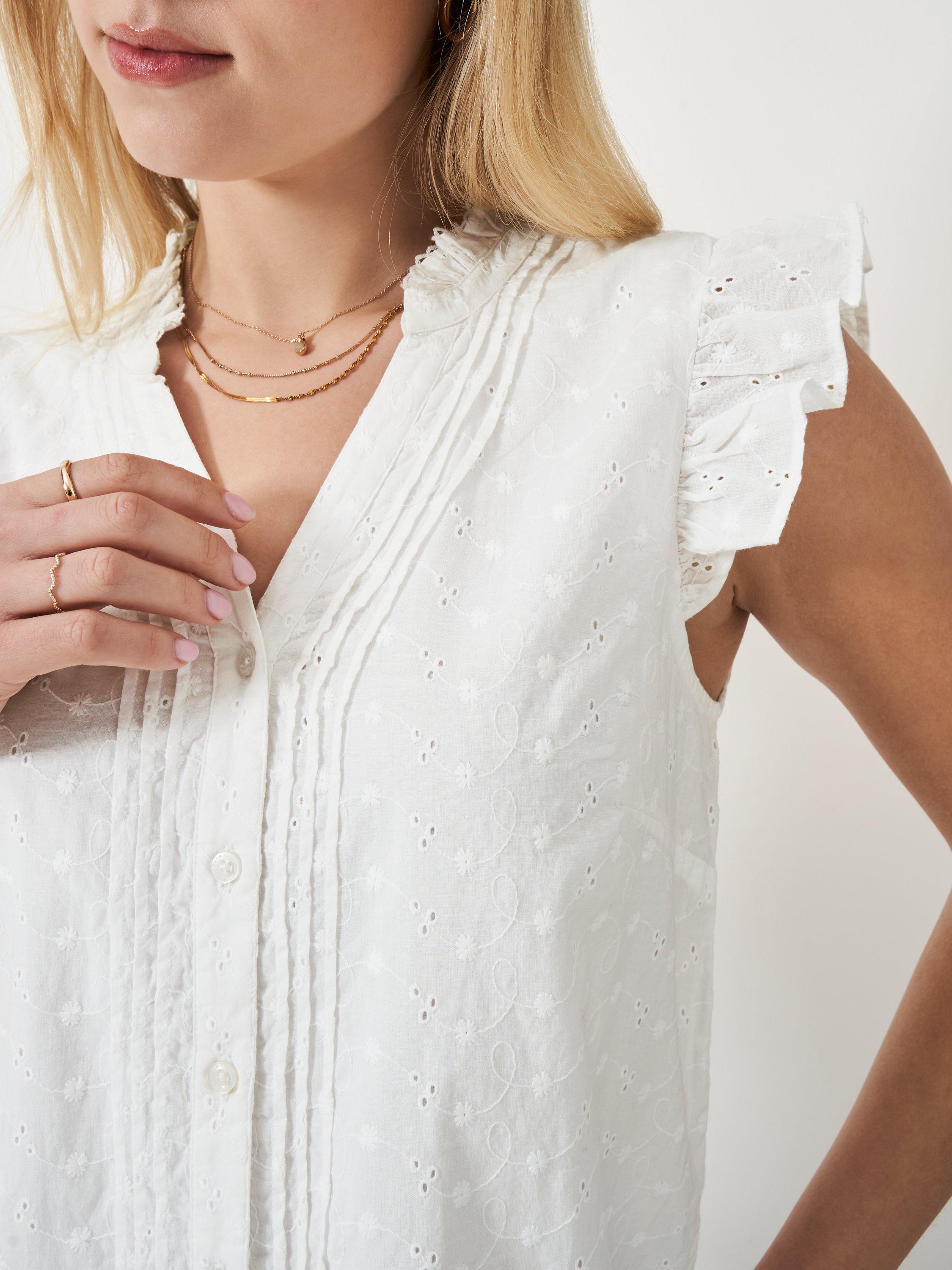 Product image 4 of 5, which shows Crew Clothing Jade Broderie Blouse, White, 10