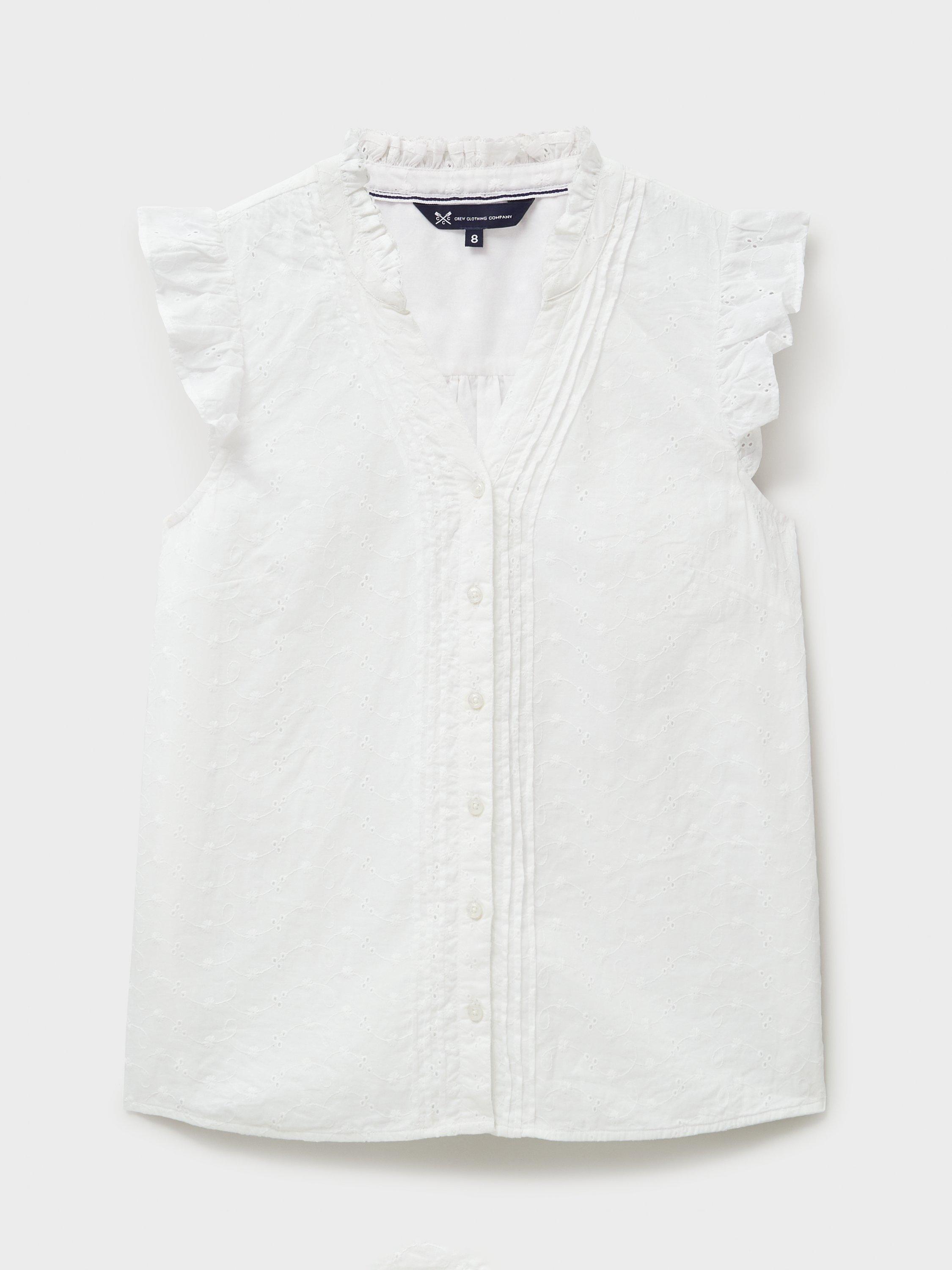 Product image 5 of 5, which shows Crew Clothing Jade Broderie Blouse, White, 10