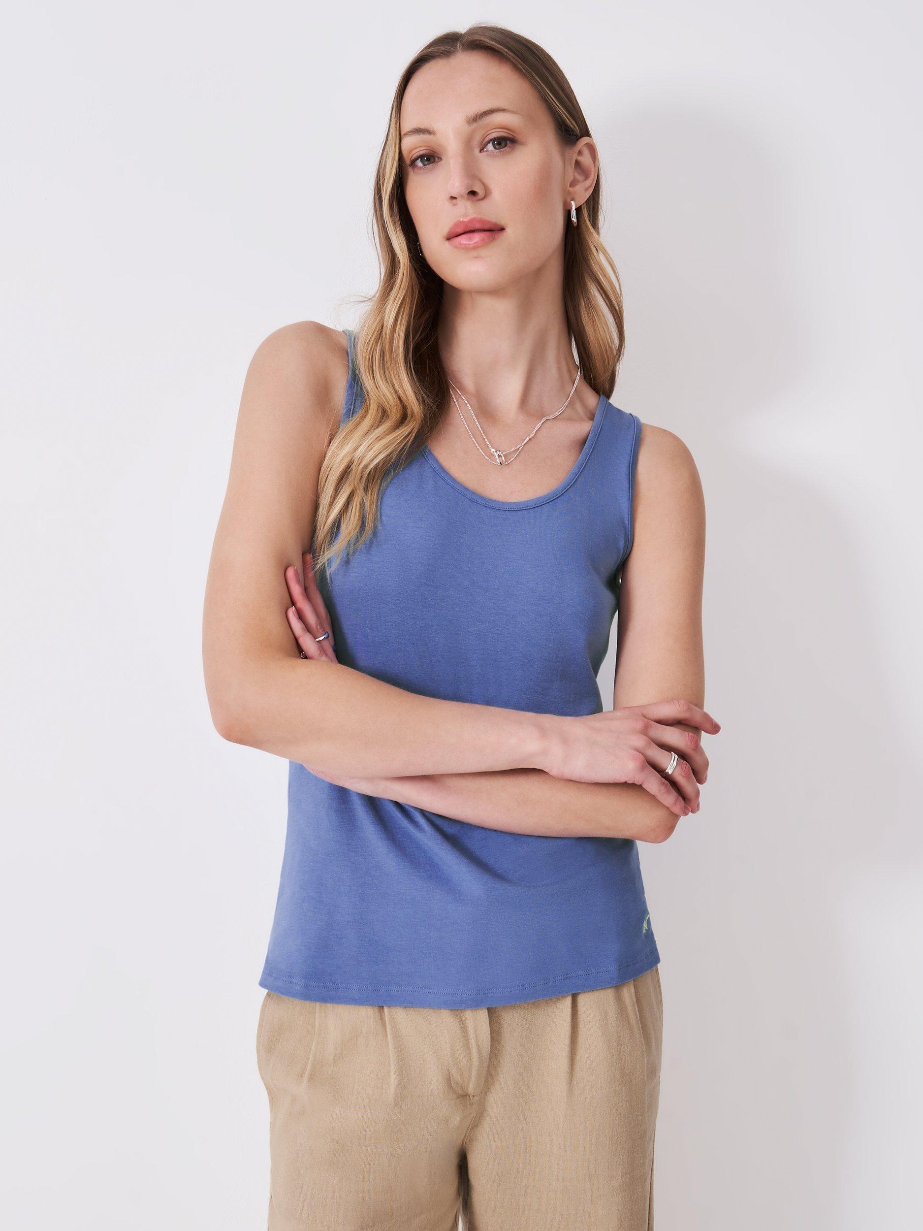 Product image 1 of 5, which shows Crew Clothing Classic Round Neck Vest Top, Bright Blue, 8