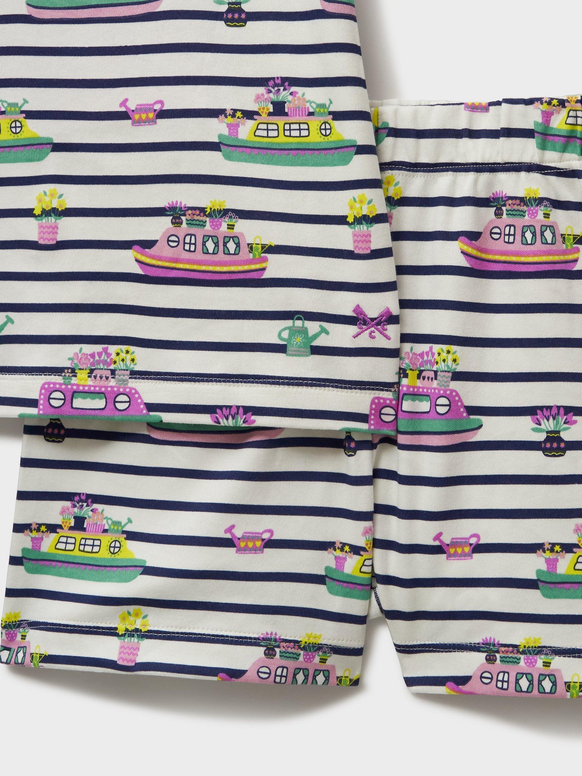 Product image 3 of 3, which shows Crew Clothing Kids' Striped Short Pyjama Set, Multi White, 8-9 years