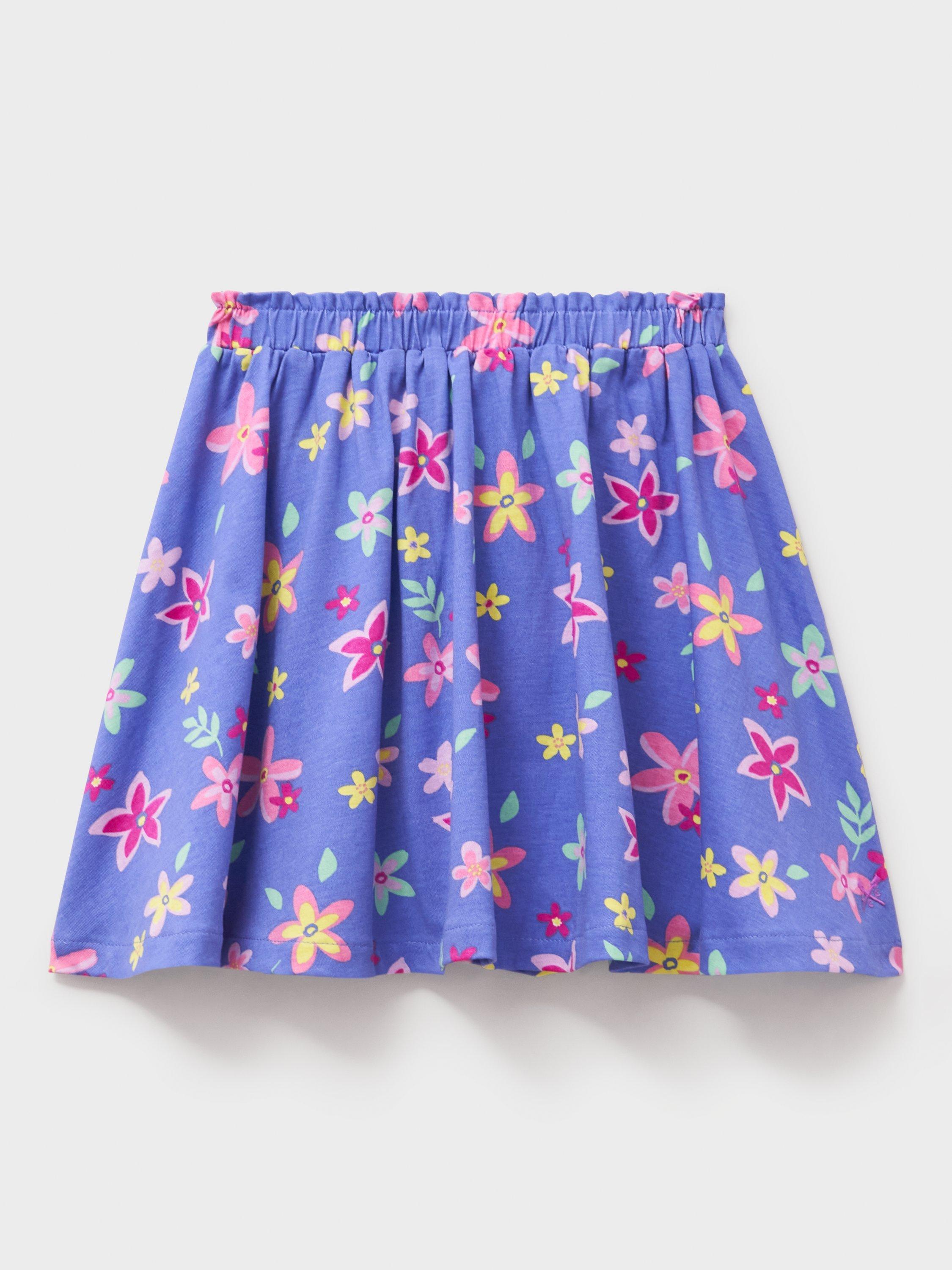 Product image 1 of 3, which shows Crew Clothing Kids' Cotton Jersey Printed Skirt, Airforce Blue, 8-9 years