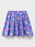 Crew Clothing Kids' Cotton Jersey Printed Skirt, Airforce Blue