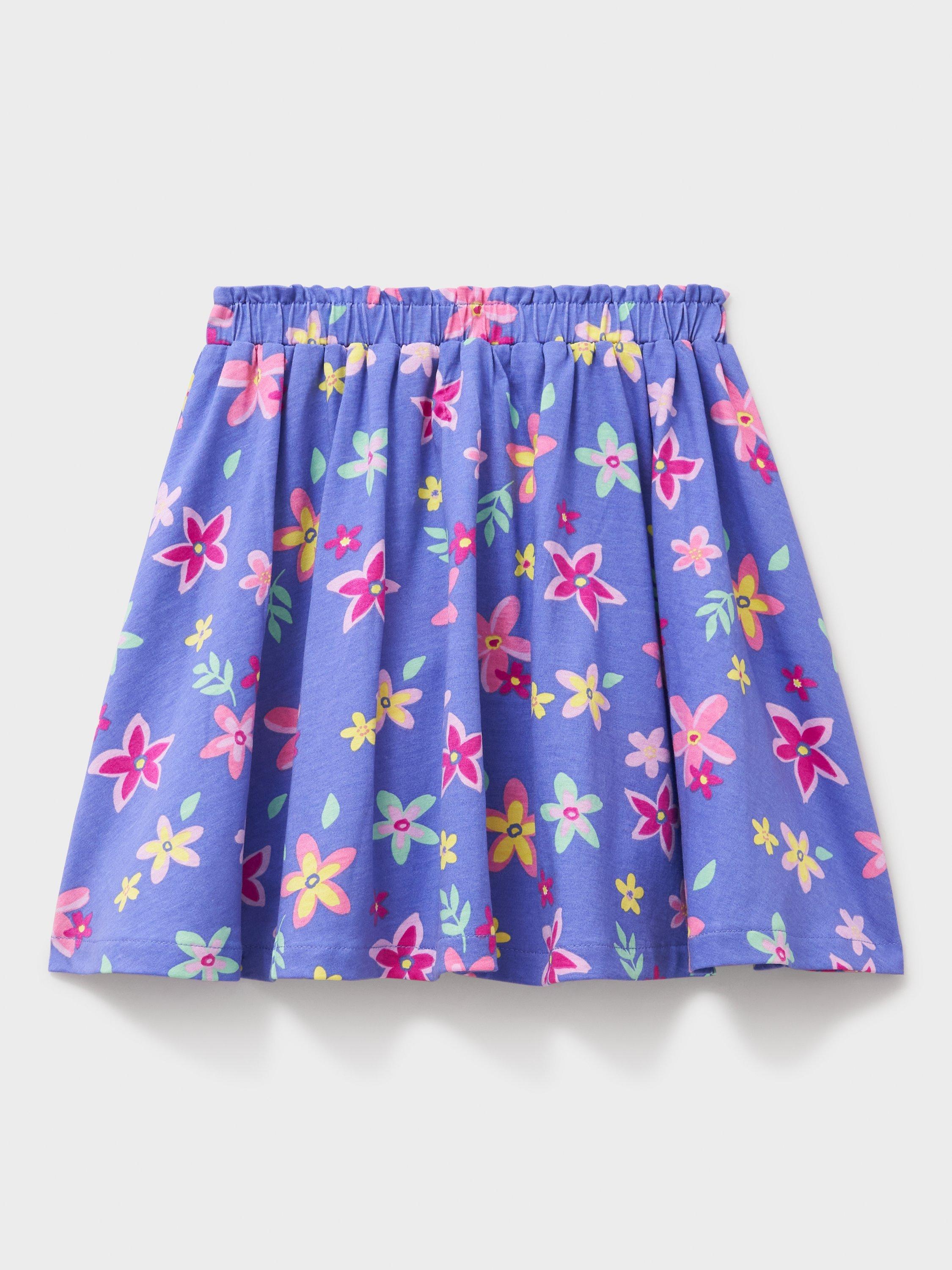 Product image 3 of 3, which shows Crew Clothing Kids' Cotton Jersey Printed Skirt, Airforce Blue, 8-9 years