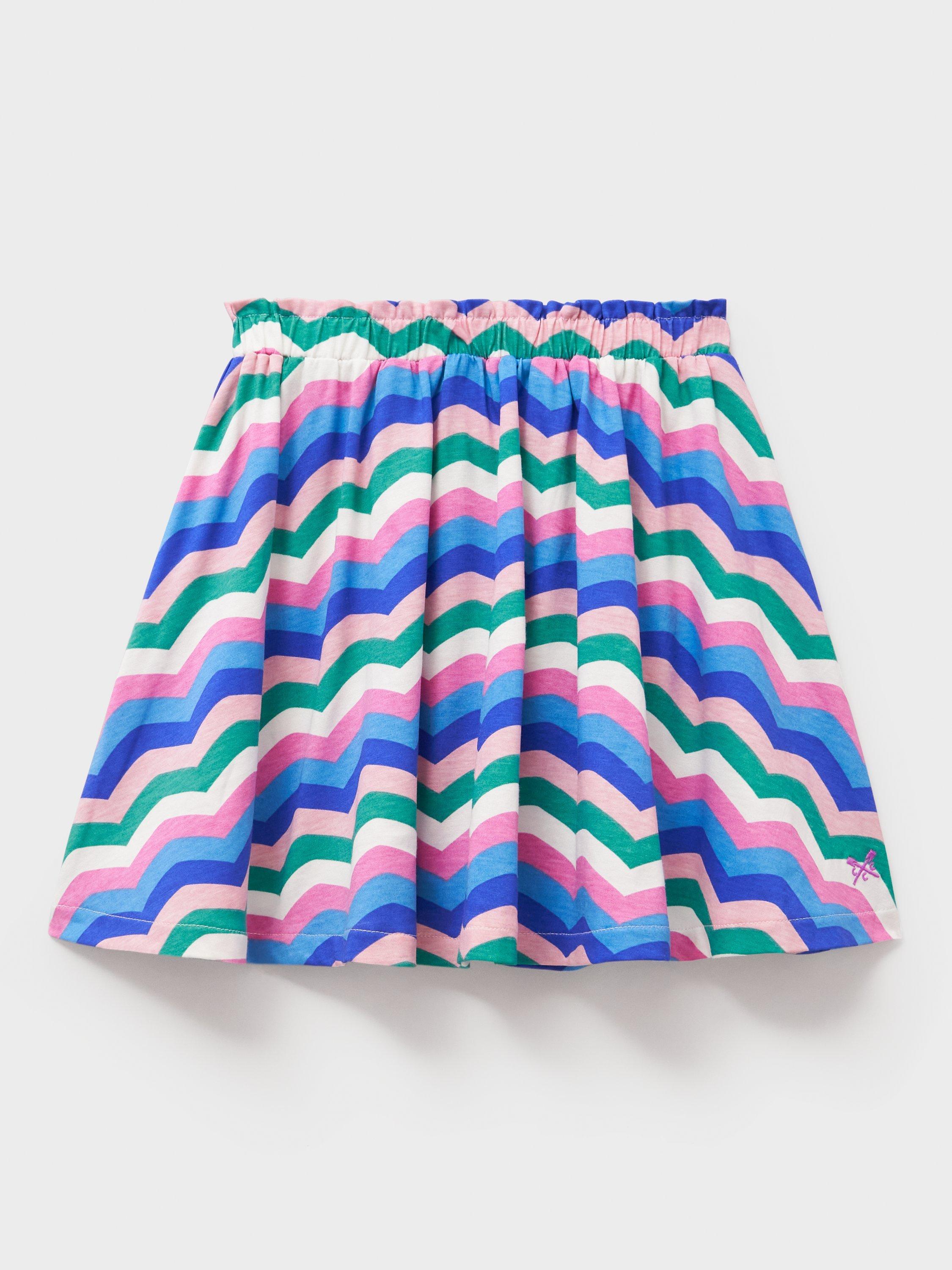 Product image 1 of 3, which shows Crew Clothing Kids' Cotton Jersey Printed Skirt, Multi Blue, 8-9 years