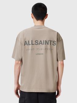 AllSaints Underground Organic Cotton Loose Fit Short Sleeve Logo T-Shirt - view 2, Natural Taupe