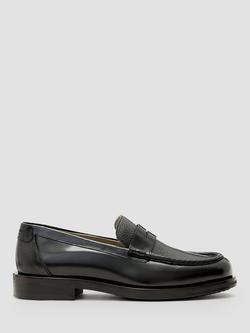 AllSaints Bloom Leather Hand Stitched Loafers, Black, Black