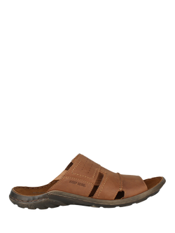 Josef Seibel Logan 38 Leather Slider Sandals, Brown, Brown