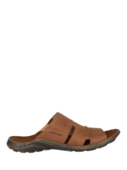 Josef Seibel Logan 38 Leather Slider Sandals, Brown - view 2, Brown