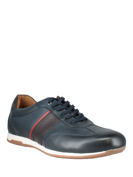 Josef Seibel Colby 04 Leather Trainers, Blue Kombi - view 2, Blue Kombi