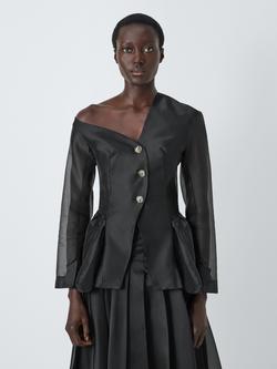 John Lewis x A.W.A.K.E. MODE Sheer Asymmetric Slim Fit Jacket, Black, Black