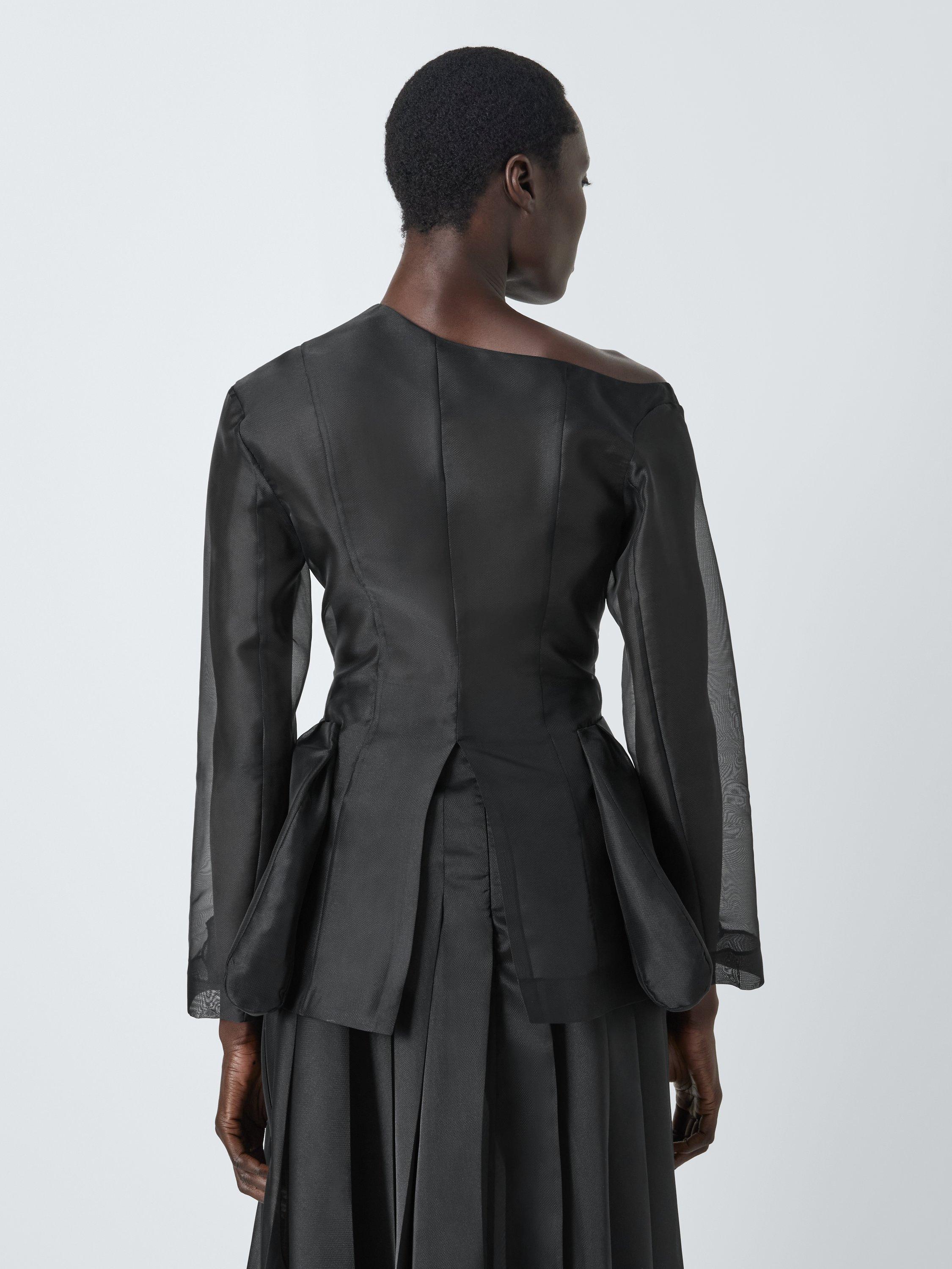 Product image 2 of 6, which shows John Lewis x A.W.A.K.E. MODE Sheer Asymmetric Slim Fit Jacket, Black, 6