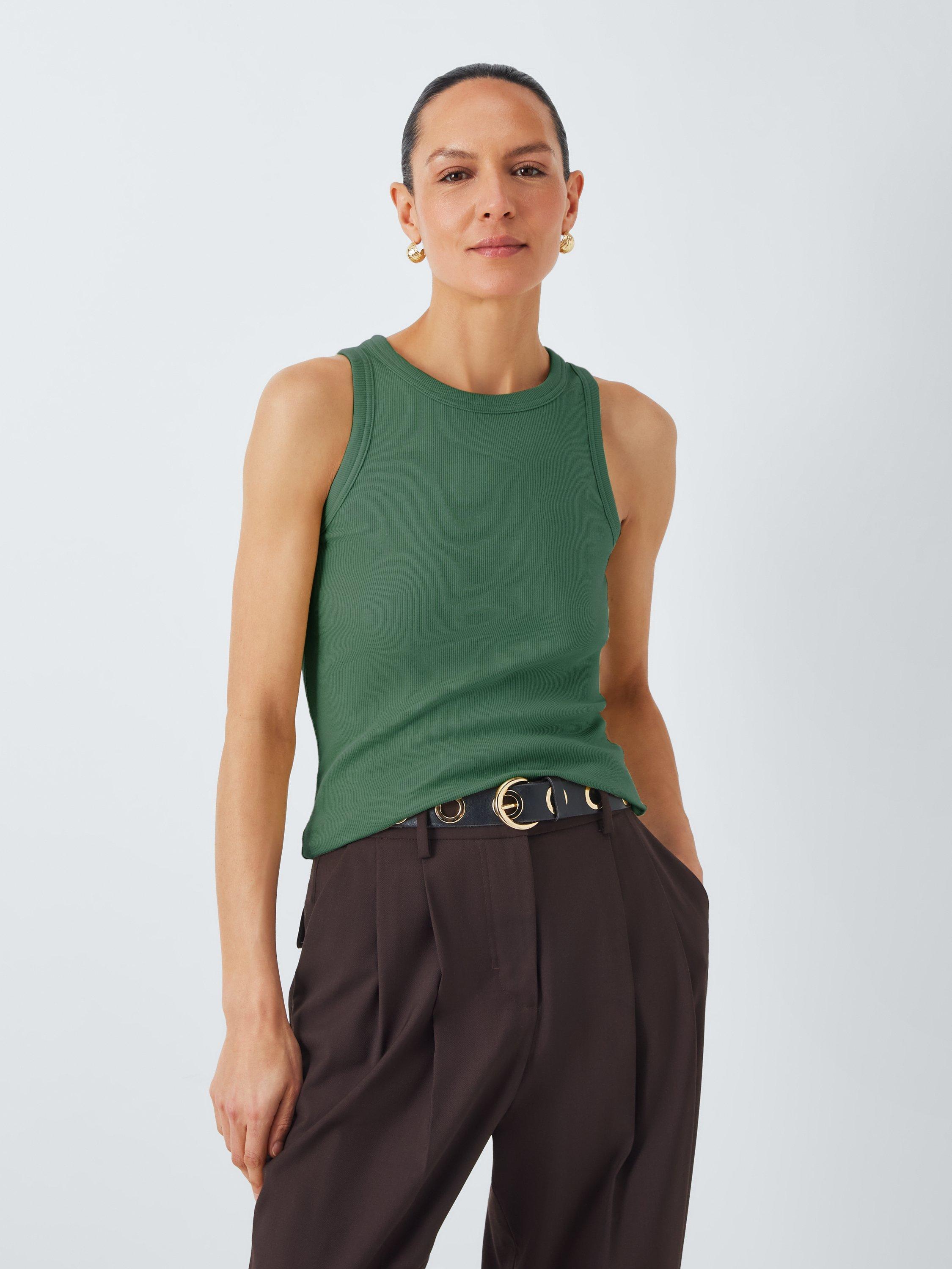 Product image 1 of 6, which shows John Lewis Ribbed Cotton Vest, Green, 6
