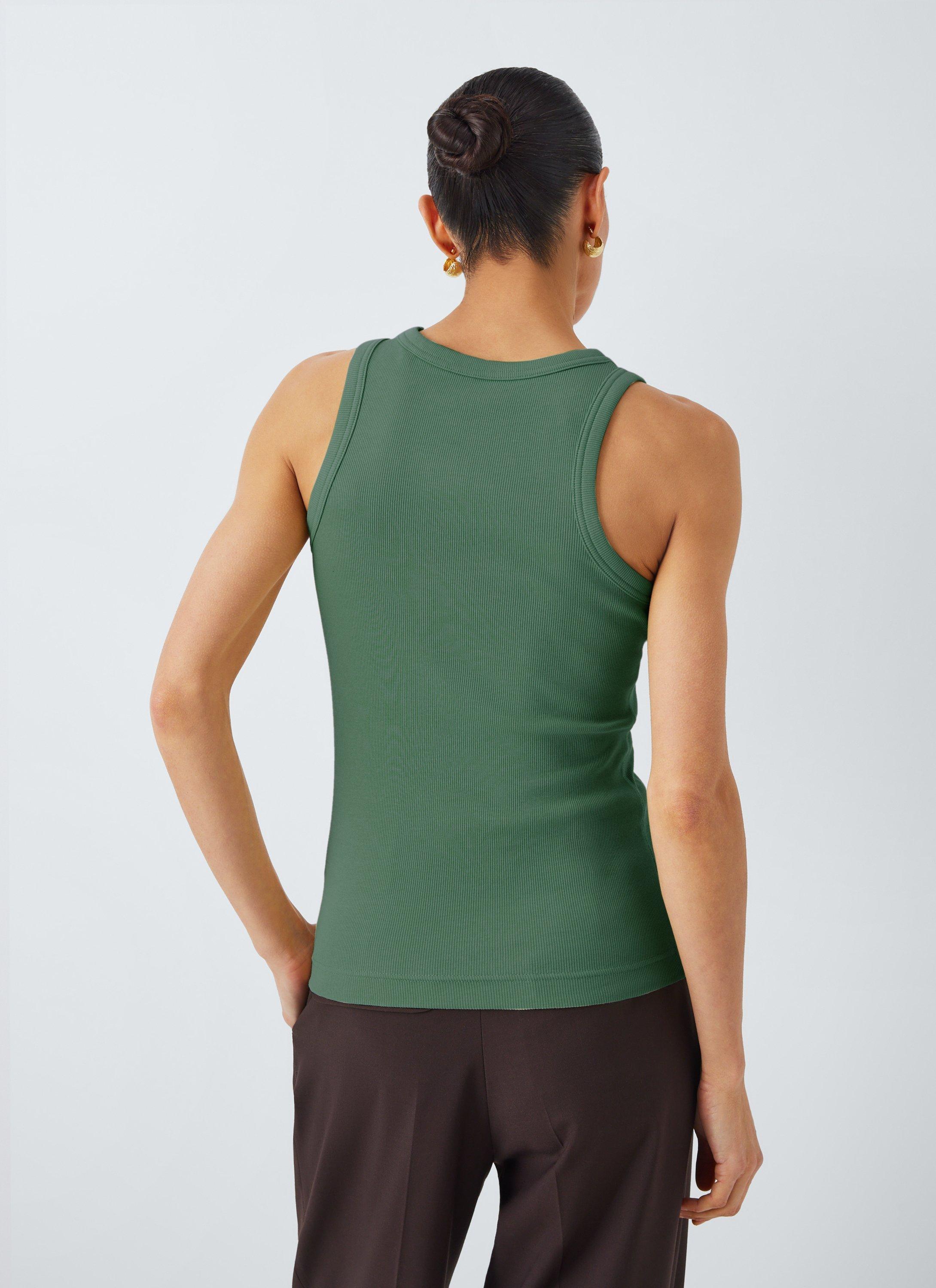 Product image 2 of 6, which shows John Lewis Ribbed Cotton Vest, Green, 6