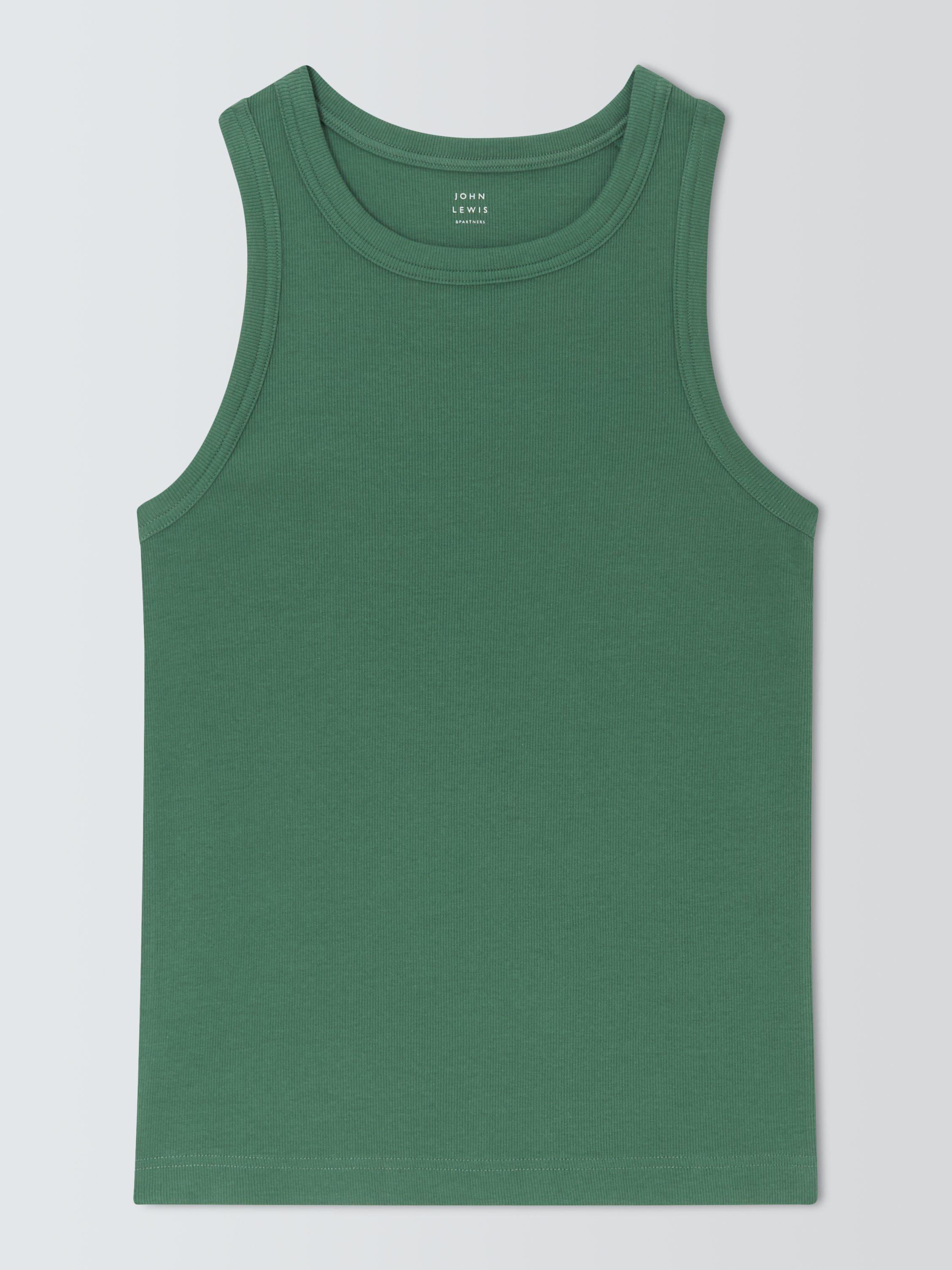 Product image 4 of 6, which shows John Lewis Ribbed Cotton Vest, Green, 6