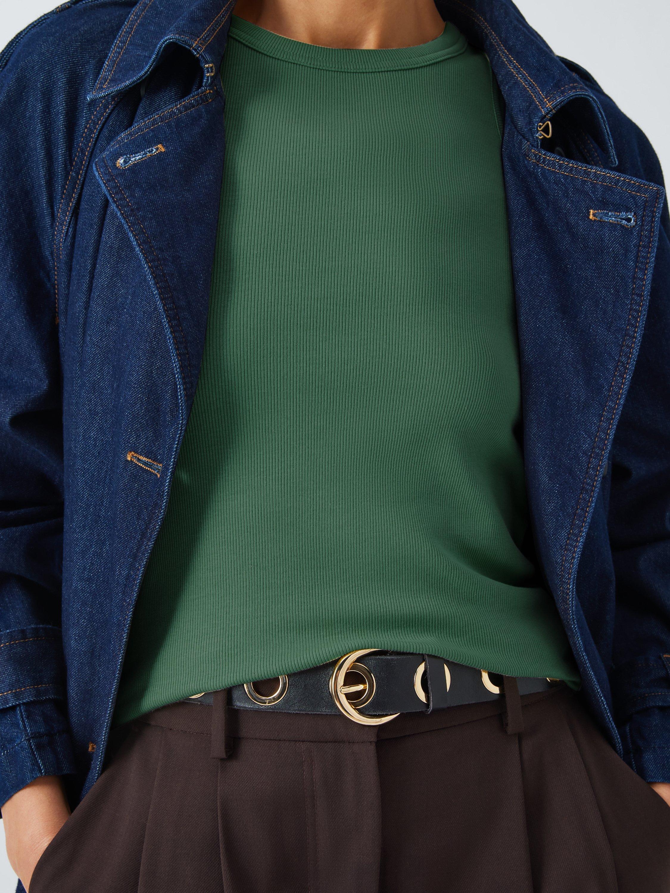 Product image 6 of 6, which shows John Lewis Ribbed Cotton Vest, Green, 6