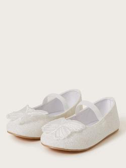 Monsoon Baby Sparkle Butterfly Walker Shoes, Ivory - view 2, Ivory