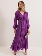 Phase Eight Isadora Corsage Pleat Dress, Pale Pink