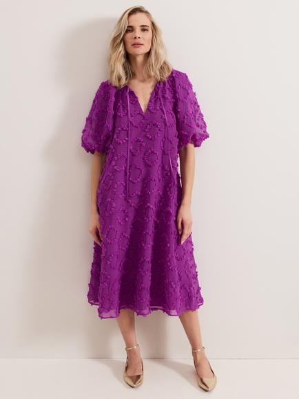 Phase Eight Bella Textured Midi Dress, Mid Purple, Mid Purple