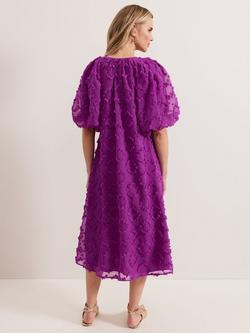 Phase Eight Bella Textured Midi Dress, Mid Purple - view 2, Mid Purple