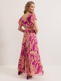 Phase Eight Dinara Floral Frill Maxi Dress, Light Pink - view 2, Light Pink