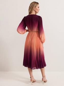 Phase Eight Mira Ombre Pleated Dress, Multi - view 2, Multi