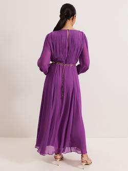 Phase Eight Petite Amal Pleated Bodice Belted Maxi Dress, Mid Purple - view 2, Mid Purple