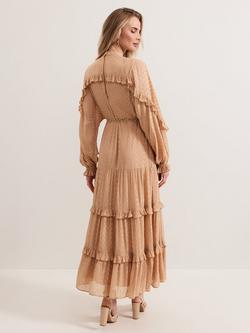 Phase Eight Priscilla Shimmer Ruffle Maxi Dress, Light Pink - view 2, Light Pink