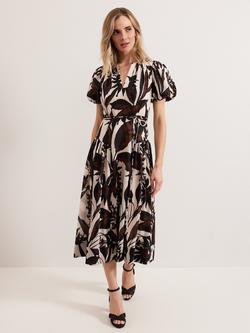 Phase Eight Zarah Leaf Print Midi Dress, Multi, Multi