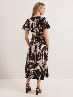 Phase Eight Zarah Leaf Print Midi Dress, Multi - view 2, Multi