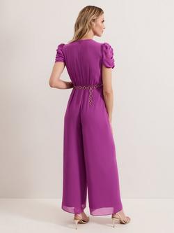 Phase Eight Helene Belted Jumpsuit, Mid Purple - view 2, Mid Purple