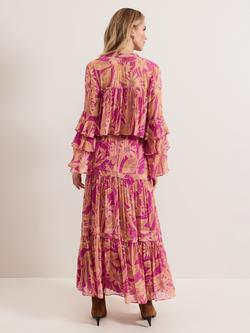 Phase Eight Annalisia Floral Tiered Skirt, Mid Purple - view 2, Mid Purple