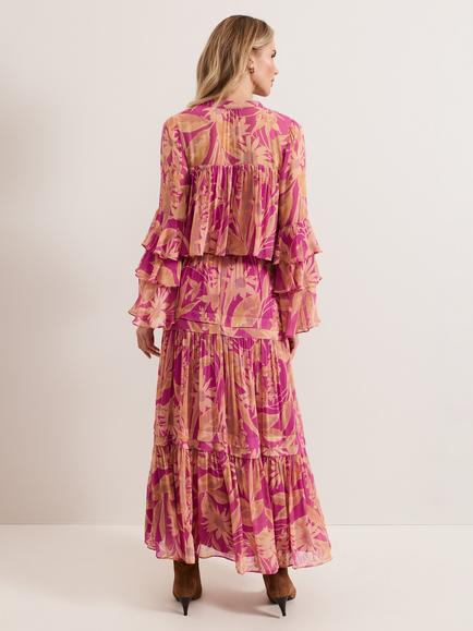 Phase Eight Annalisia Floral Tiered Skirt, Mid Purple - view 2, Mid Purple