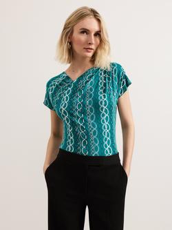 Phase Eight Kiara Chain Print Top, Mid Green, Mid Green