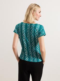 Phase Eight Kiara Chain Print Top, Mid Green - view 2, Mid Green