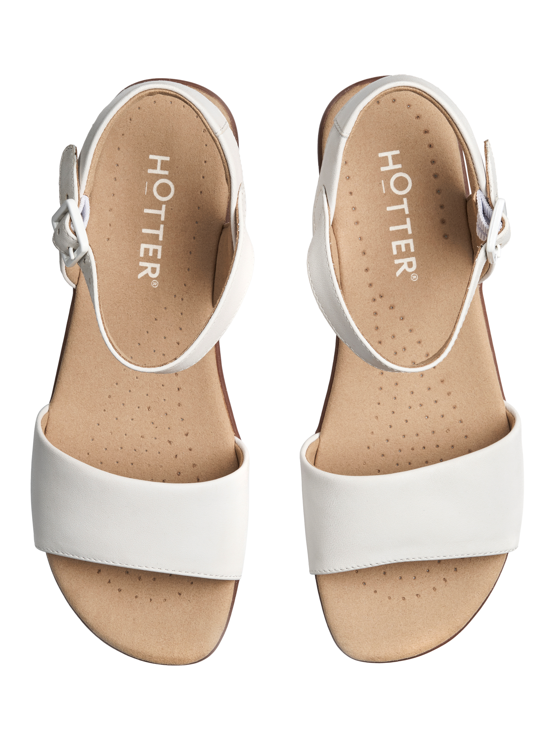 Product image 3 of 4, which shows Hotter Tropic Leather Strappy Sandals, Brilliant White, 3