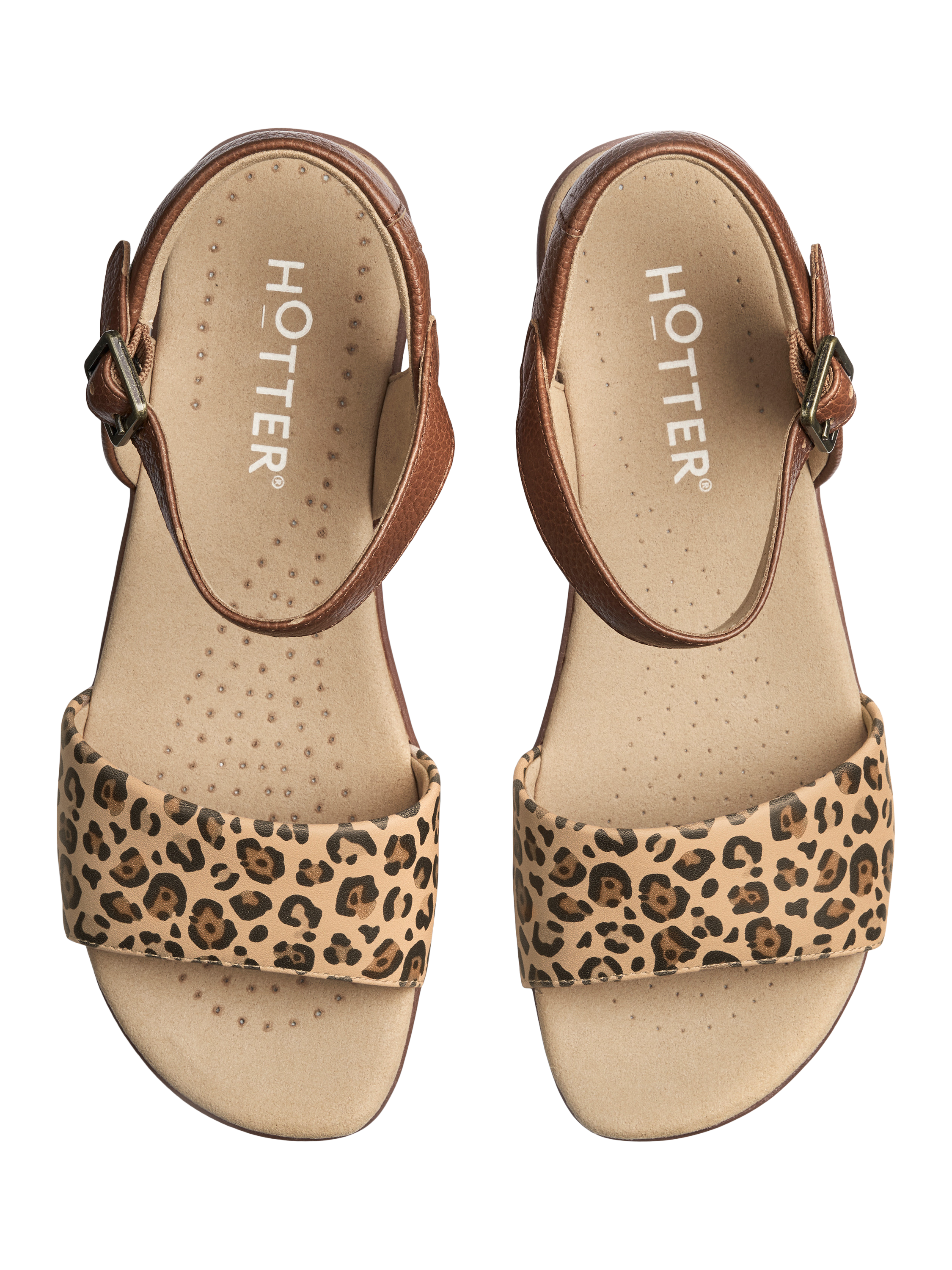 Product image 3 of 5, which shows Hotter Tropic Leather Strappy Sandals, Brown, 3