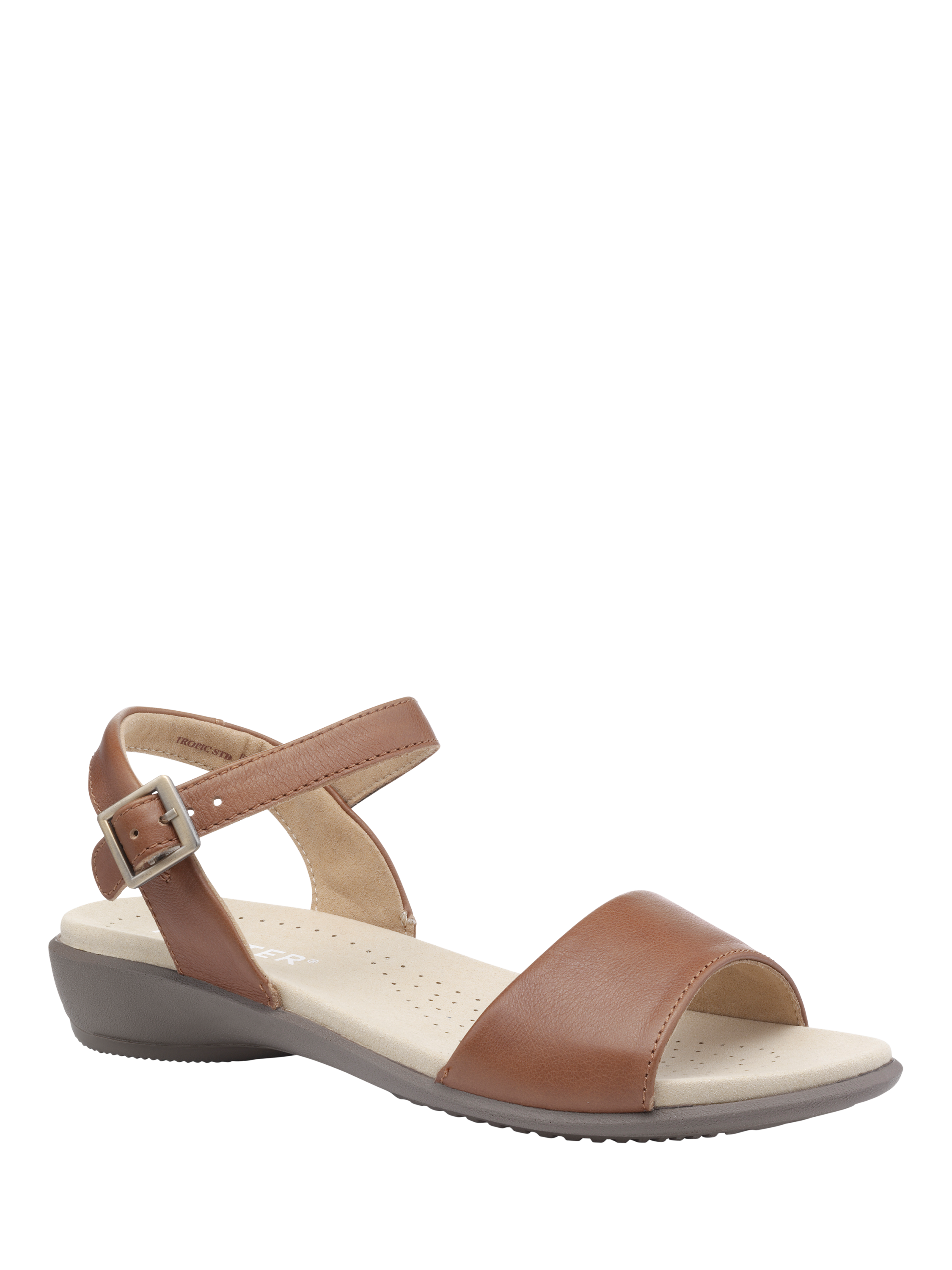 Product image 2 of 4, which shows Hotter Tropic Leather Strappy Sandals, Rich Tan, 3