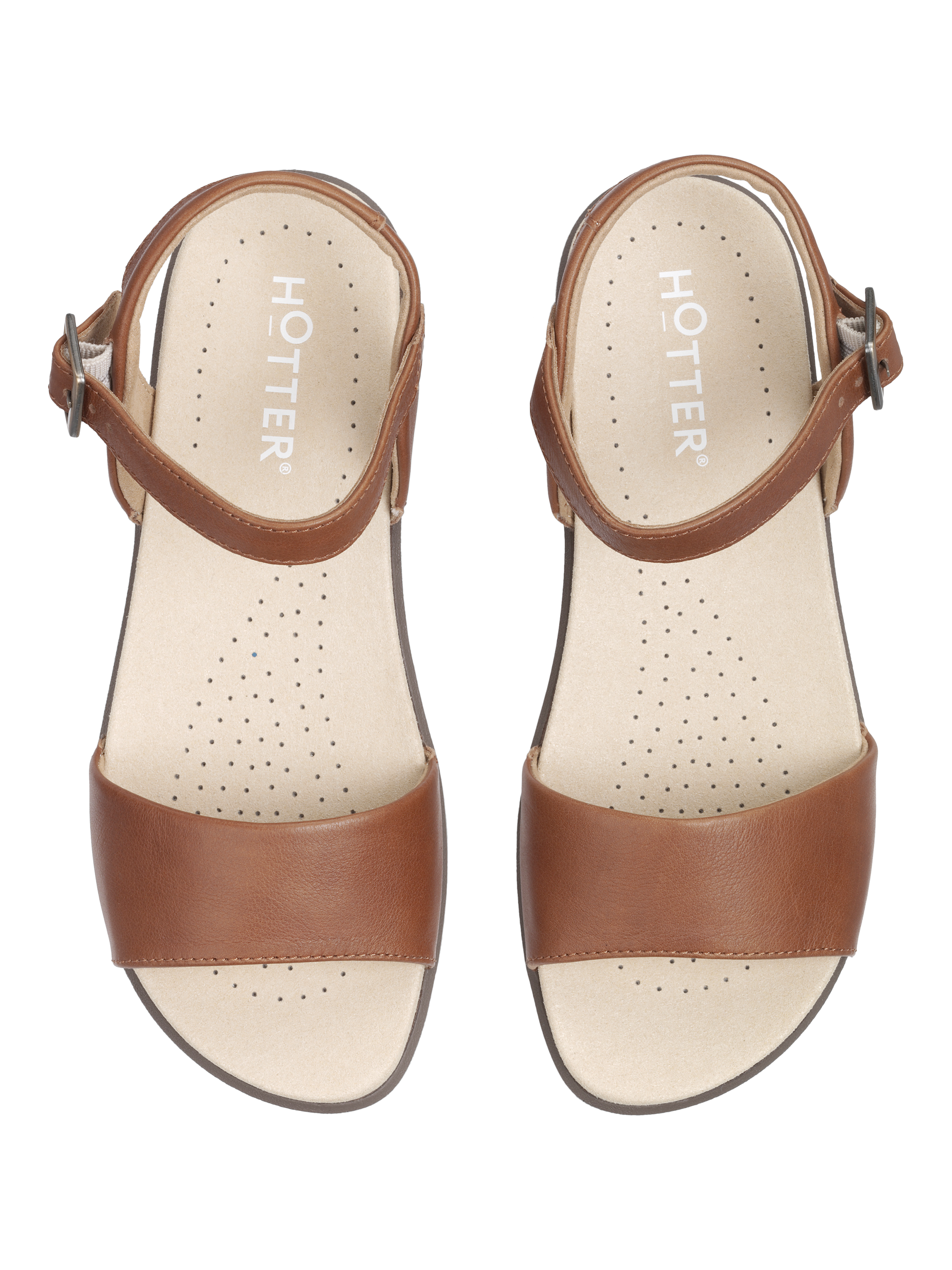 Product image 3 of 4, which shows Hotter Tropic Leather Strappy Sandals, Rich Tan, 3