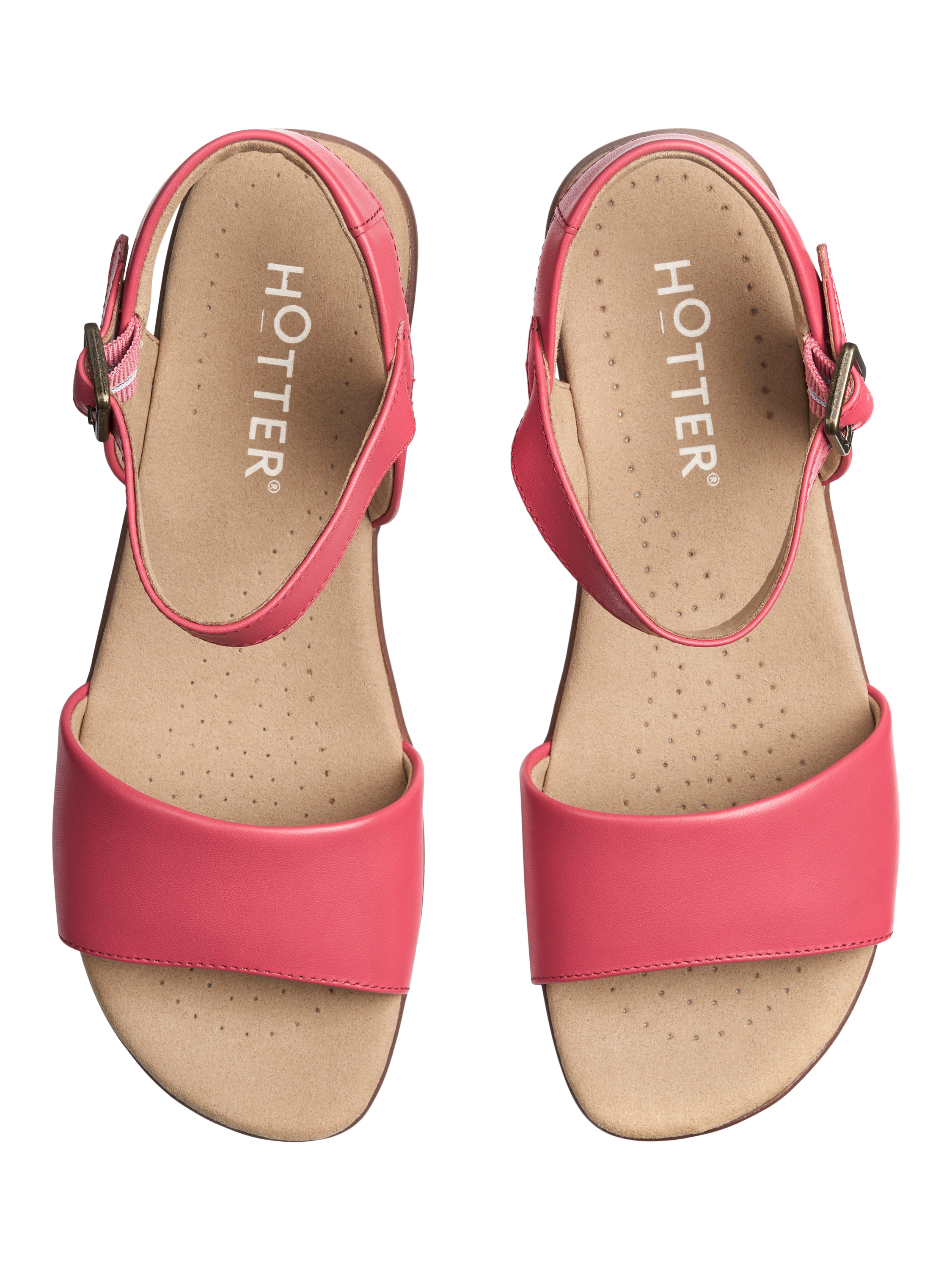 Product image 3 of 4, which shows Hotter Tropic Leather Strappy Sandals, Sunset Coral, 3