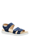 Hotter Venice Nubuck Leather Triple Strap Sandals, French Navy