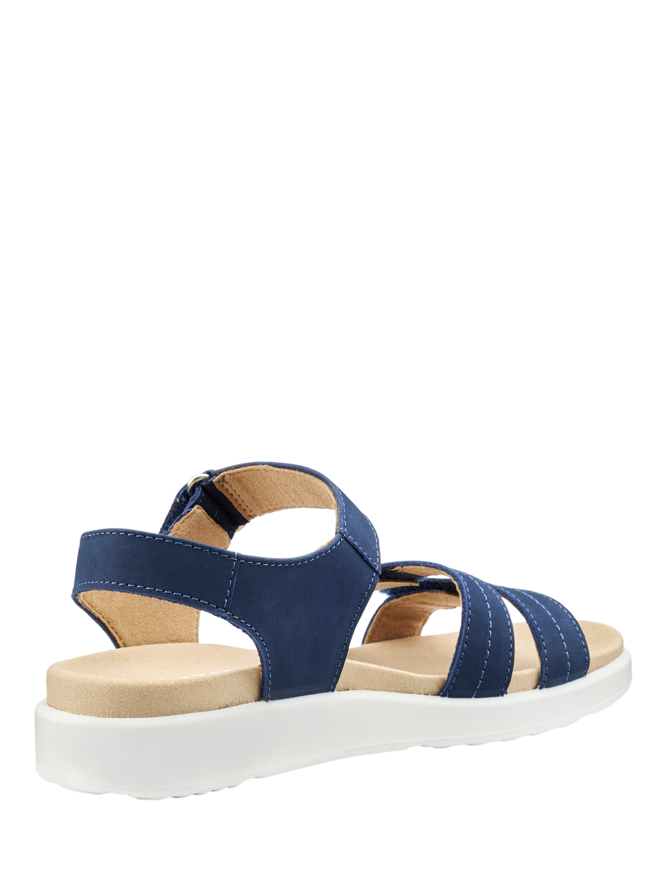 Product image 4 of 4, which shows Hotter Venice Wide Fit Nubuck Leather Triple Strap Sandals, French Navy, 3W