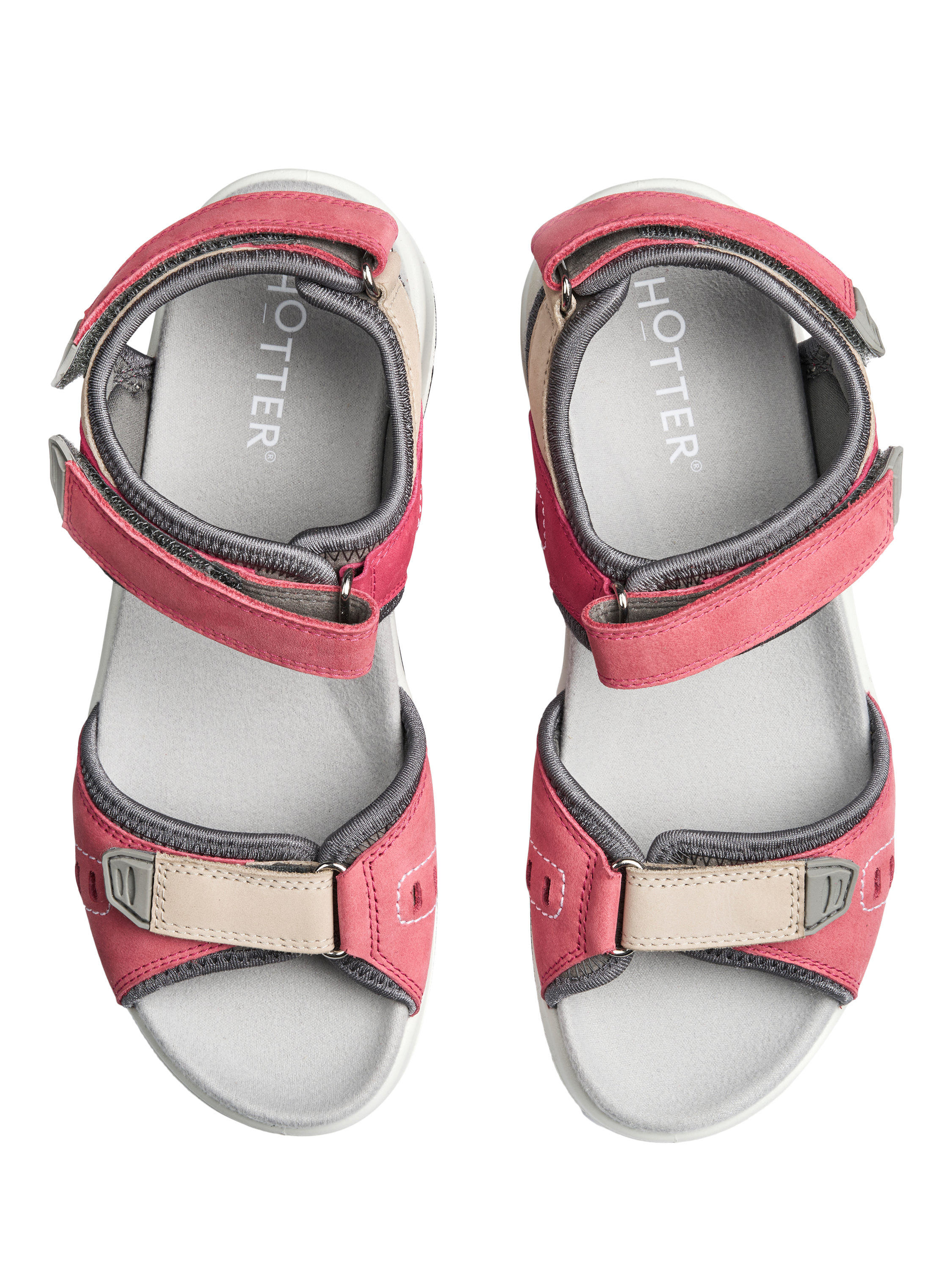 Product image 3 of 4, which shows Hotter Walk II Extra Wide Fit Nubuck Lightweight Walking Sandals, Tea Rose, 4XW