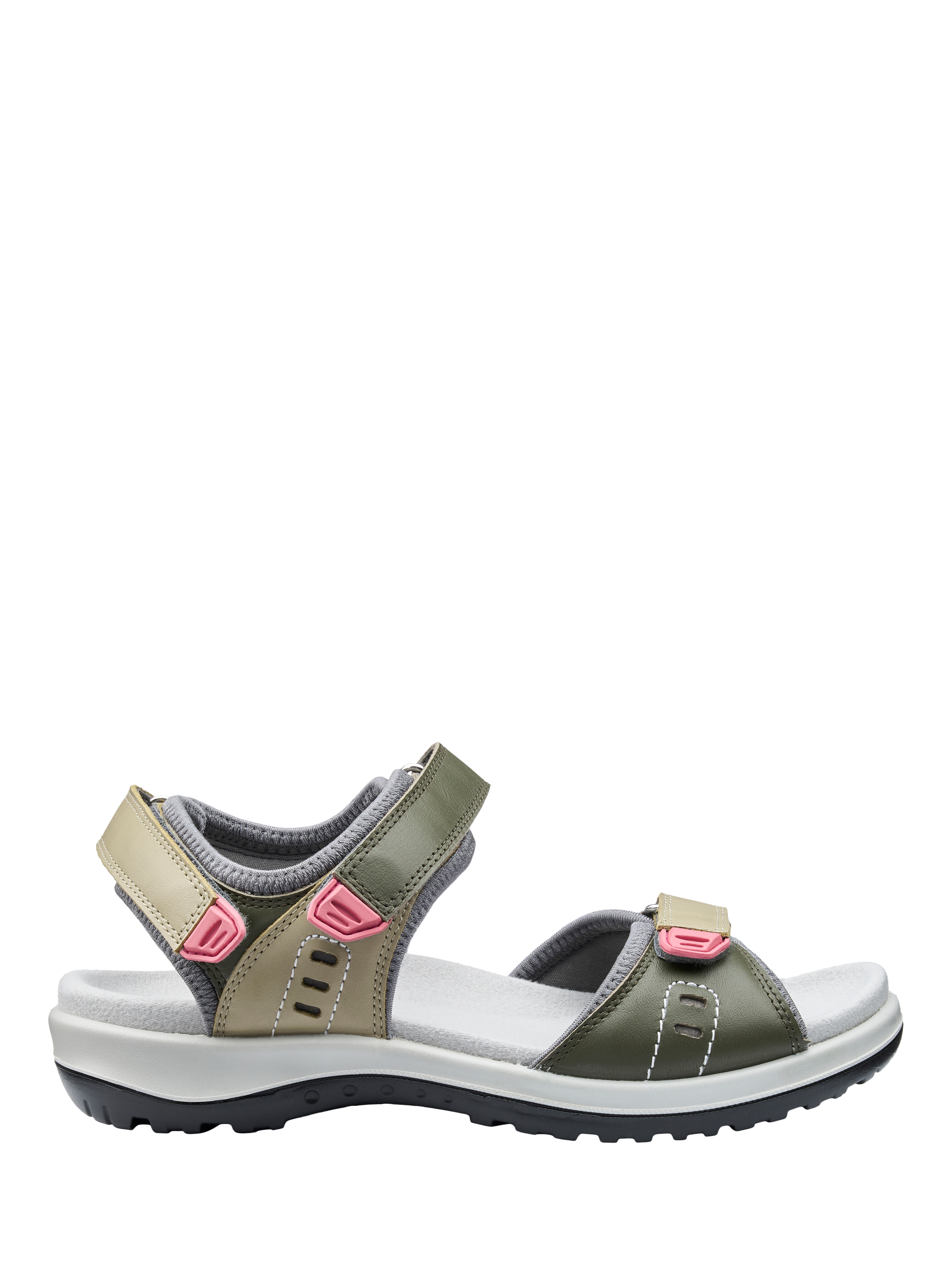 Product image 1 of 4, which shows Hotter Walk II Leather Technical Sandals, Khaki Moss, 3