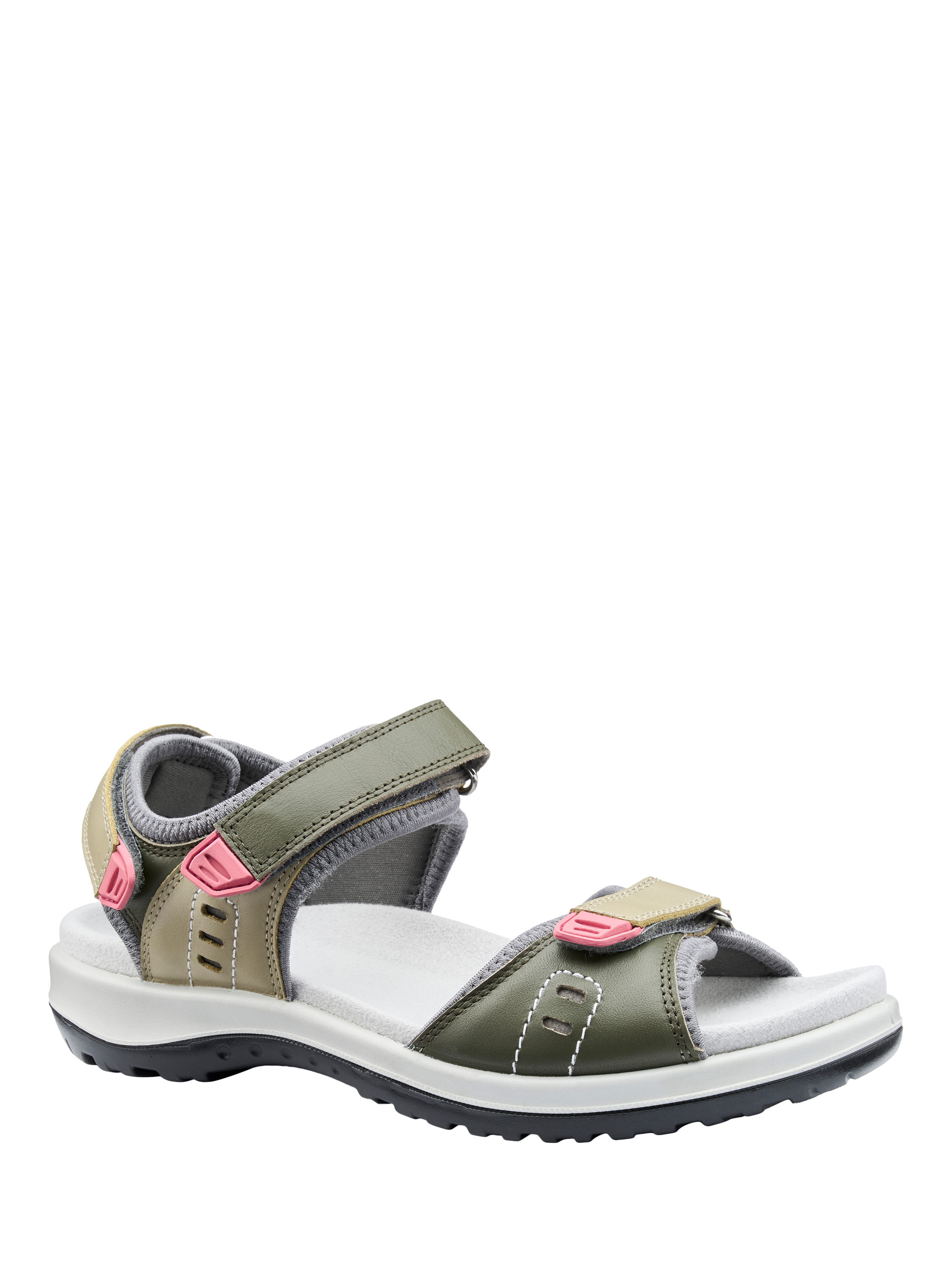 Product image 2 of 4, which shows Hotter Walk II Leather Technical Sandals, Khaki Moss, 3