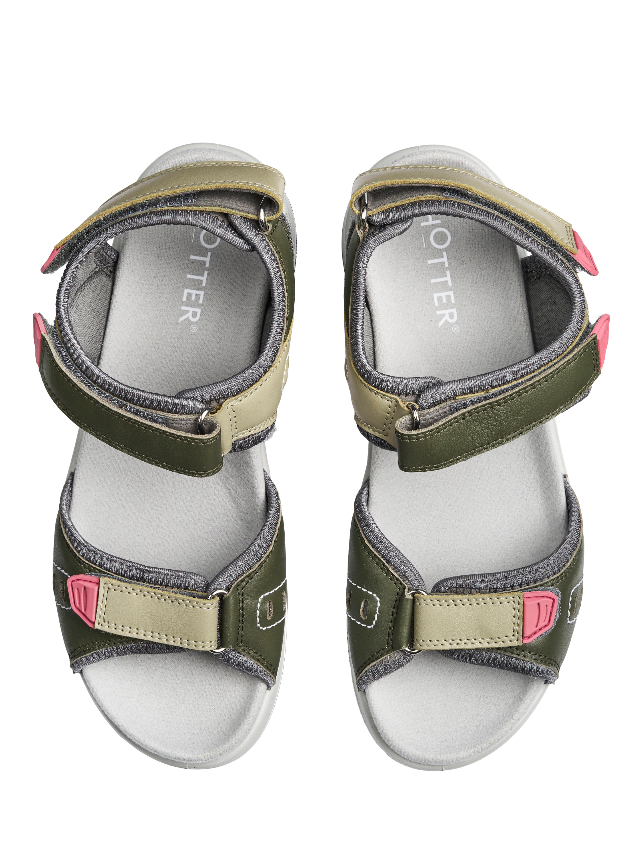 Product image 3 of 4, which shows Hotter Walk II Leather Technical Sandals, Khaki Moss, 3