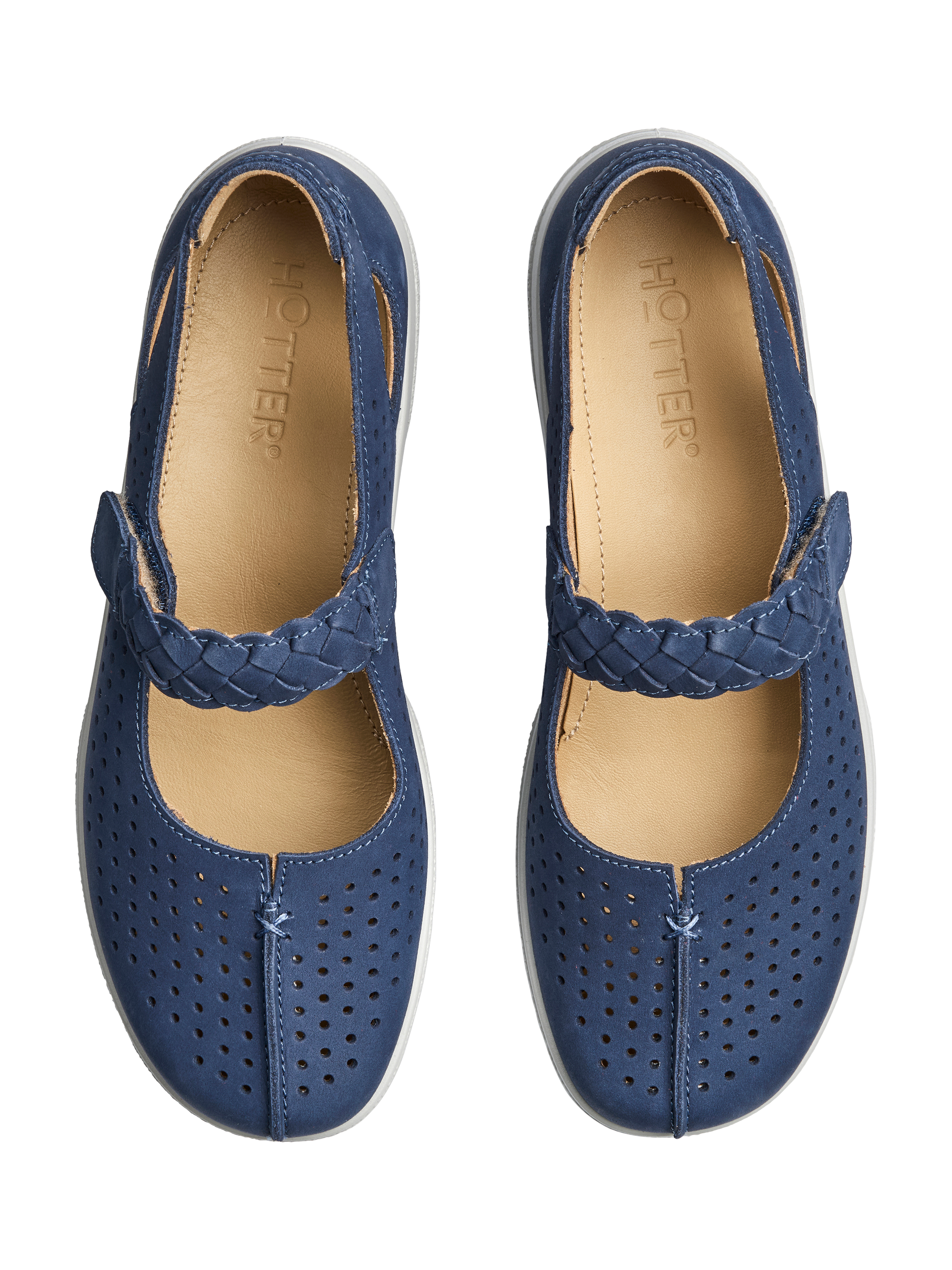 Product image 3 of 4, which shows Hotter Quake II Extra Wide Fit Nubuck Leather Shoes, French Navy, 4XW
