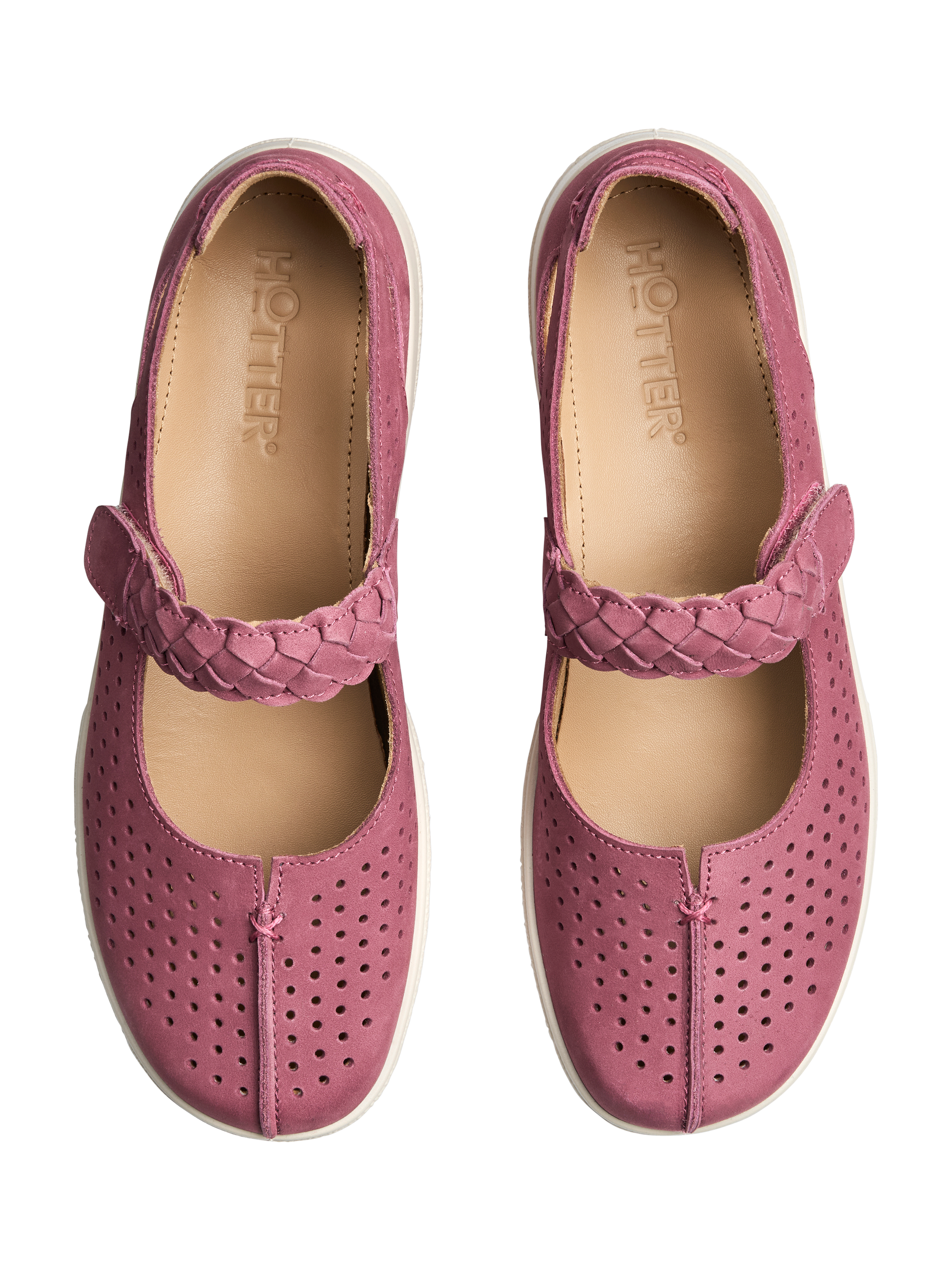 Product image 3 of 5, which shows Hotter Quake Nubuck Mary Jane Shoes, Dark Rose, 3