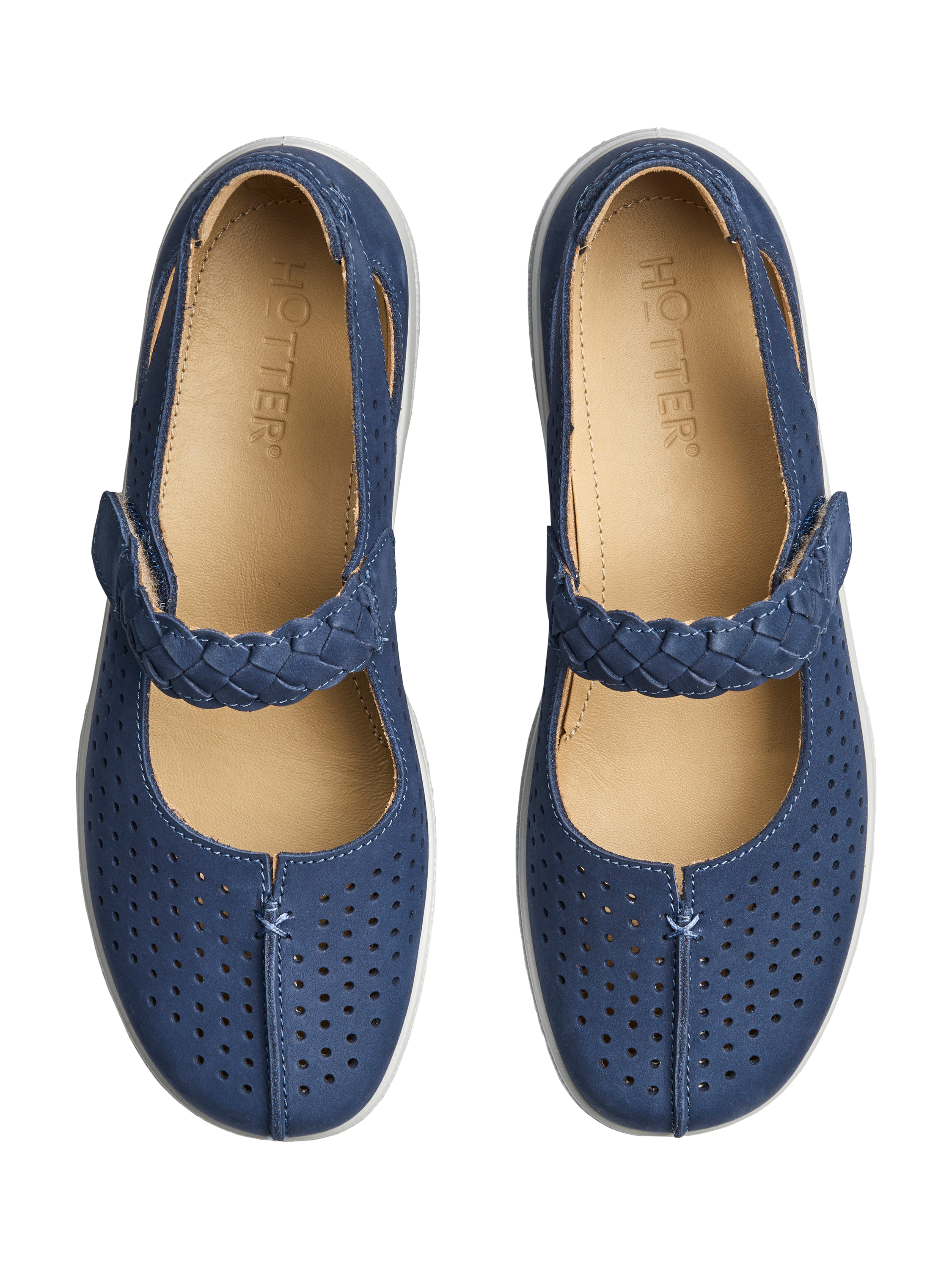 Product image 3 of 4, which shows Hotter Quake II Nubuck Leather Shoes, French Navy, 3