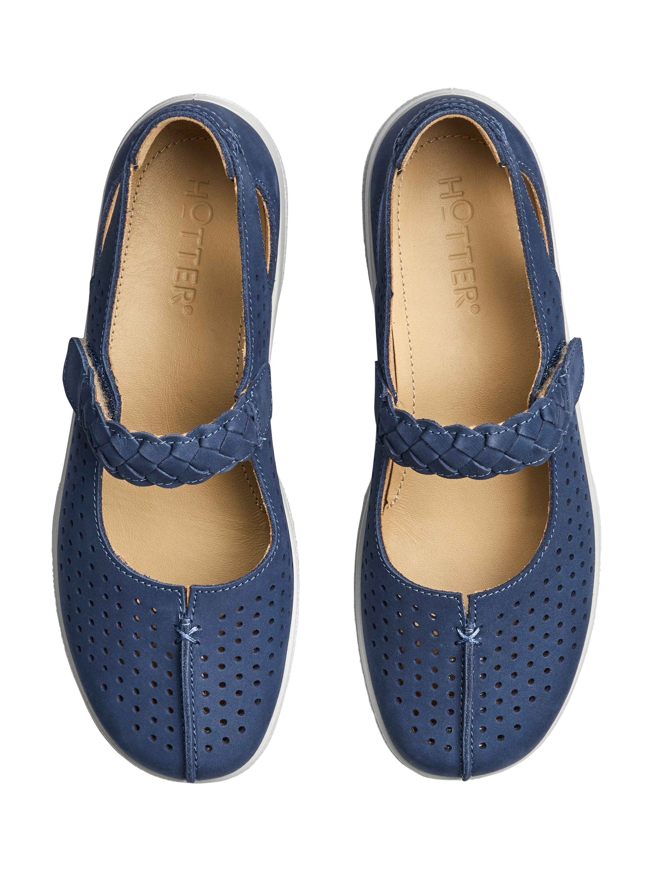 Product image 3 of 4, which shows Hotter Quake II Nubuck Leather Wide Fit Shoes, French Navy, 3W